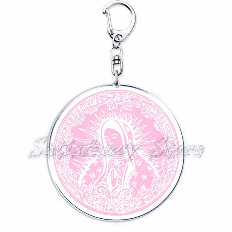 Vintage Unsere Liebe Frau von Guadalupe Mexikanische Jungfrau Maria Schlüsselanhänger Ring für Accessoires Tasche Anhänger Schlüsselanhänger Schmuck Fans Geschenke – Detail 8