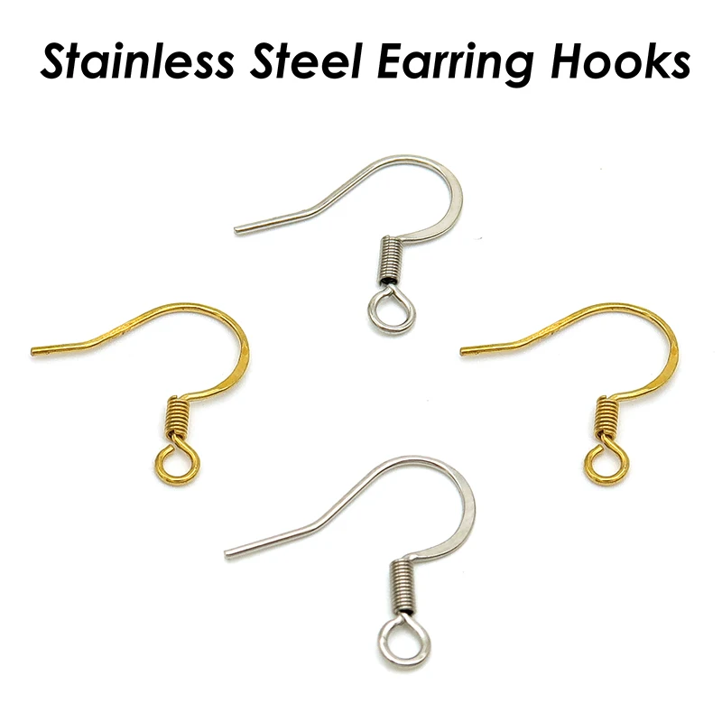 100 x Stainless Steel Earring Hooks Gold Color Tarnish Free Earring  Findings Hypoallergenic Ear Wires Wholesale - AliExpress