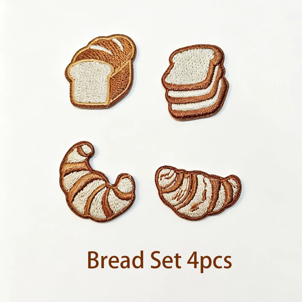 2-12pcs Coffee Bread Embroidery Patches Iron‑on Mini Food Applique for Clothing Backpack Notebook Jeans DIY Sewing Decor