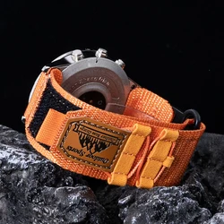 Durable Nylon Rugged Strap - Adjustable 22MM Bracelet for 22mm (Orange)