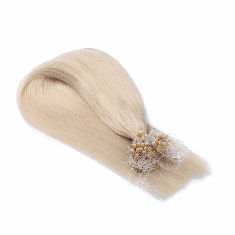 18-24inch Micro Ring Remy Human Hair Extensions Mongolian Straight #613 Pre Bonded Micro Loop Fusion Human Hair Extension