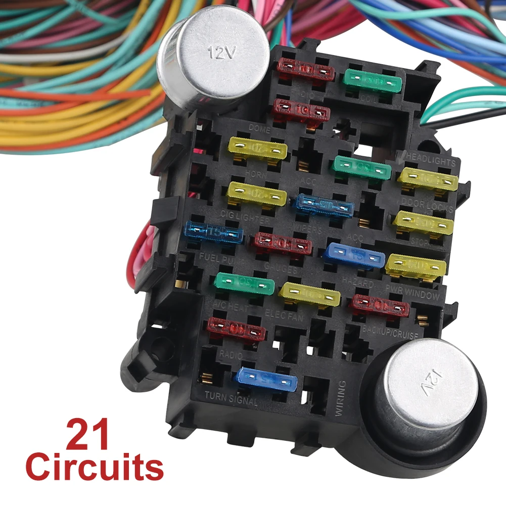 21 Circuit Car Modification Wire Harness Universal For GM Ford And Mopar Engine Swaps Lights Door Locks Gauges Power Windows - Image 3