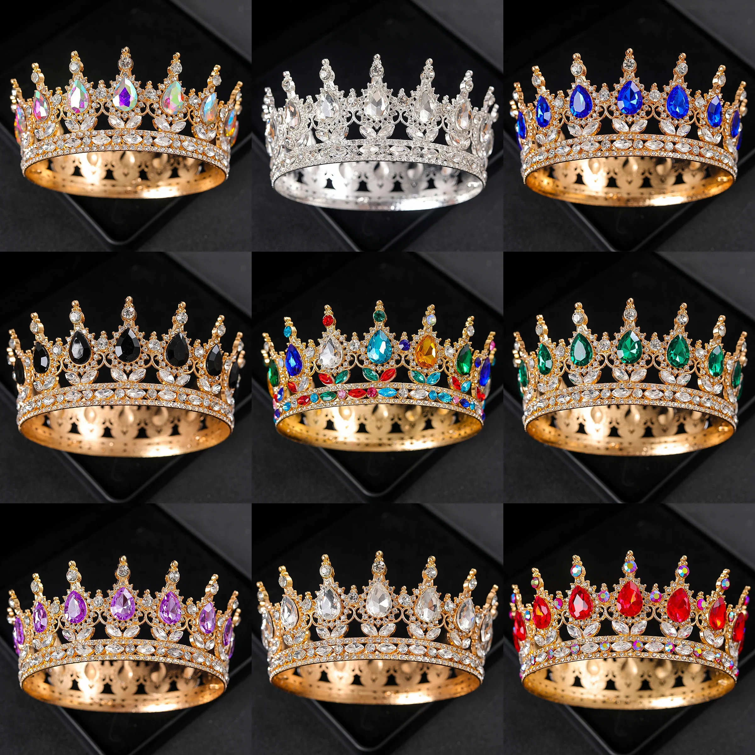 European Baroque Wedding Crown Tiaras Headpieces bridal hair accessories hair accessories For Queens and King