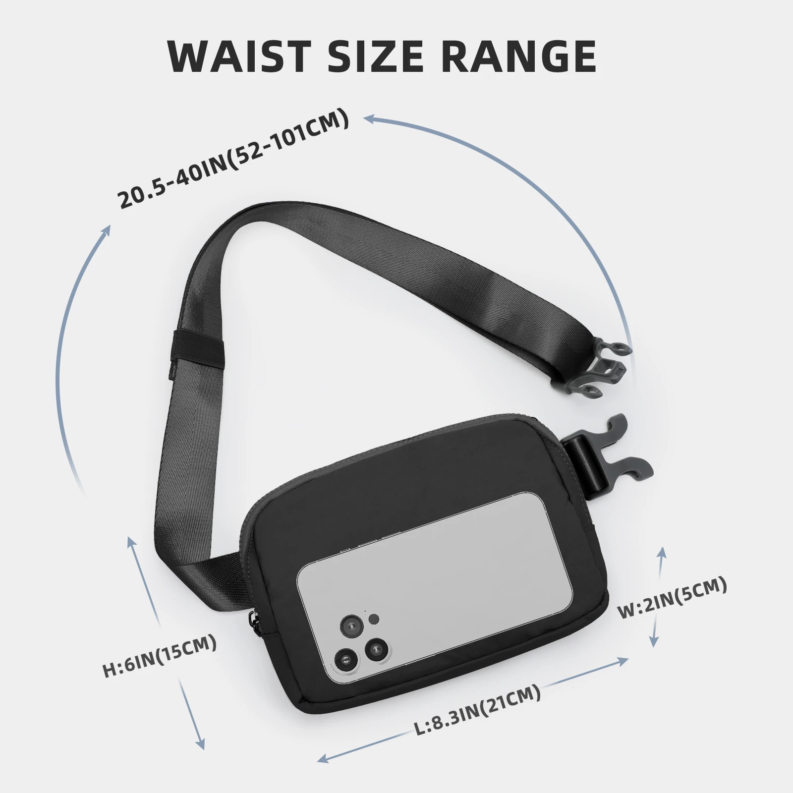 Belt Bag Fanny Pack Chest Bag Crossbody Bag 40 Inch Adjustable Strap, Belt Bag for Women Men, Waterproof Waist Bag for Running