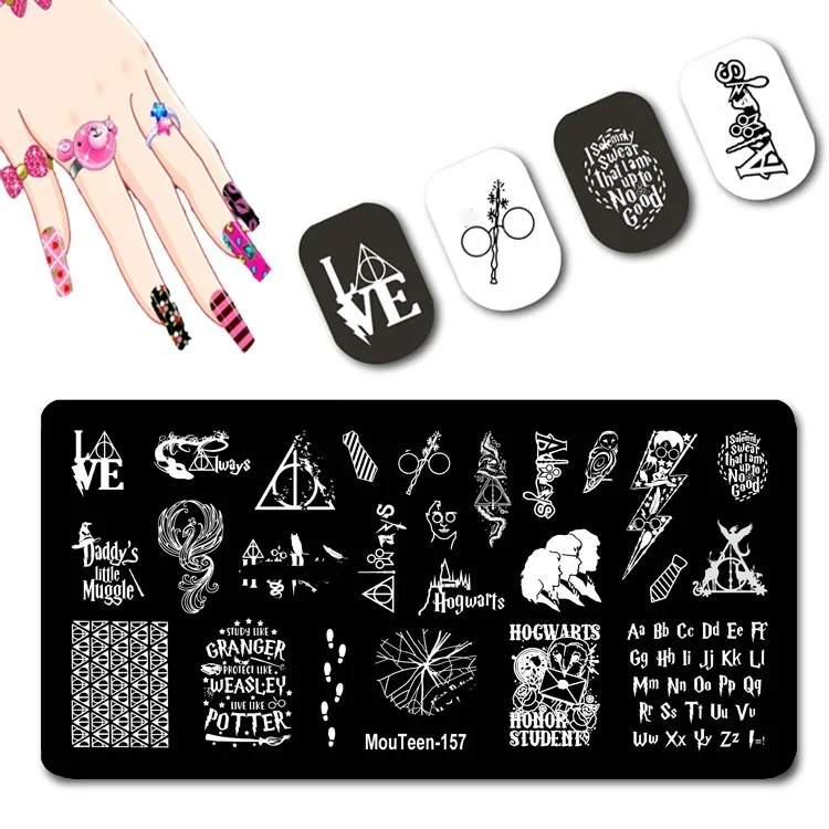 

Magic School Nail Stamping Plate Mouteen-157 Little Muggle Nail Stamp Plates Cartoon Figure Nail Plates #157