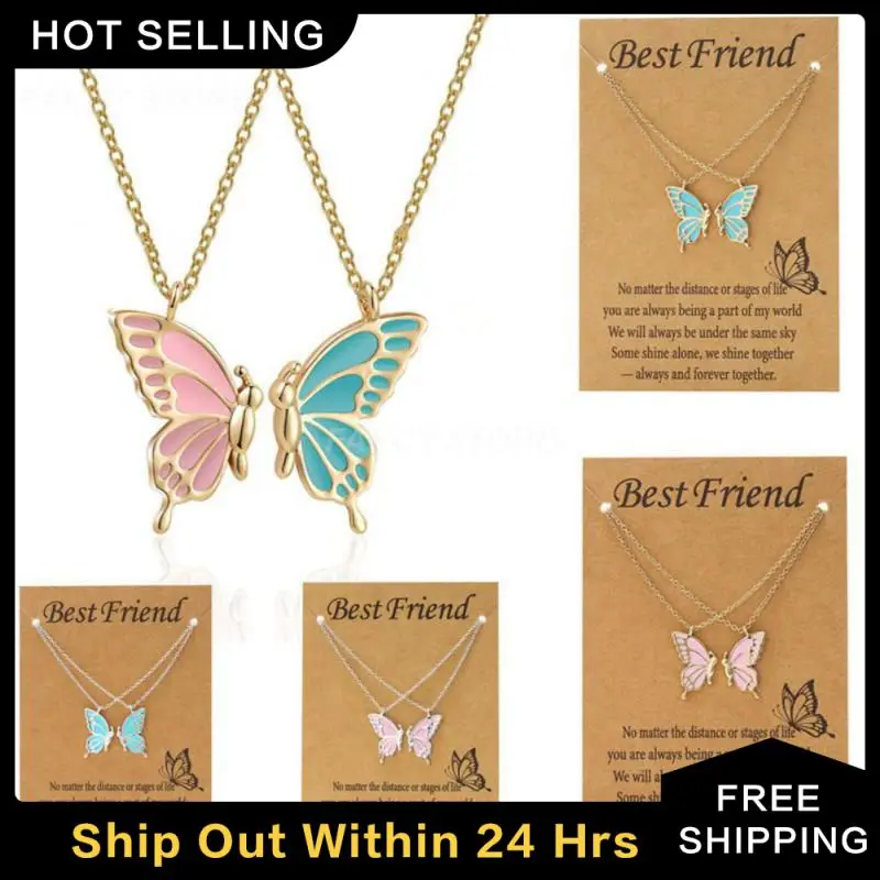 Silver Best Friend Butterfly Necklace Pack