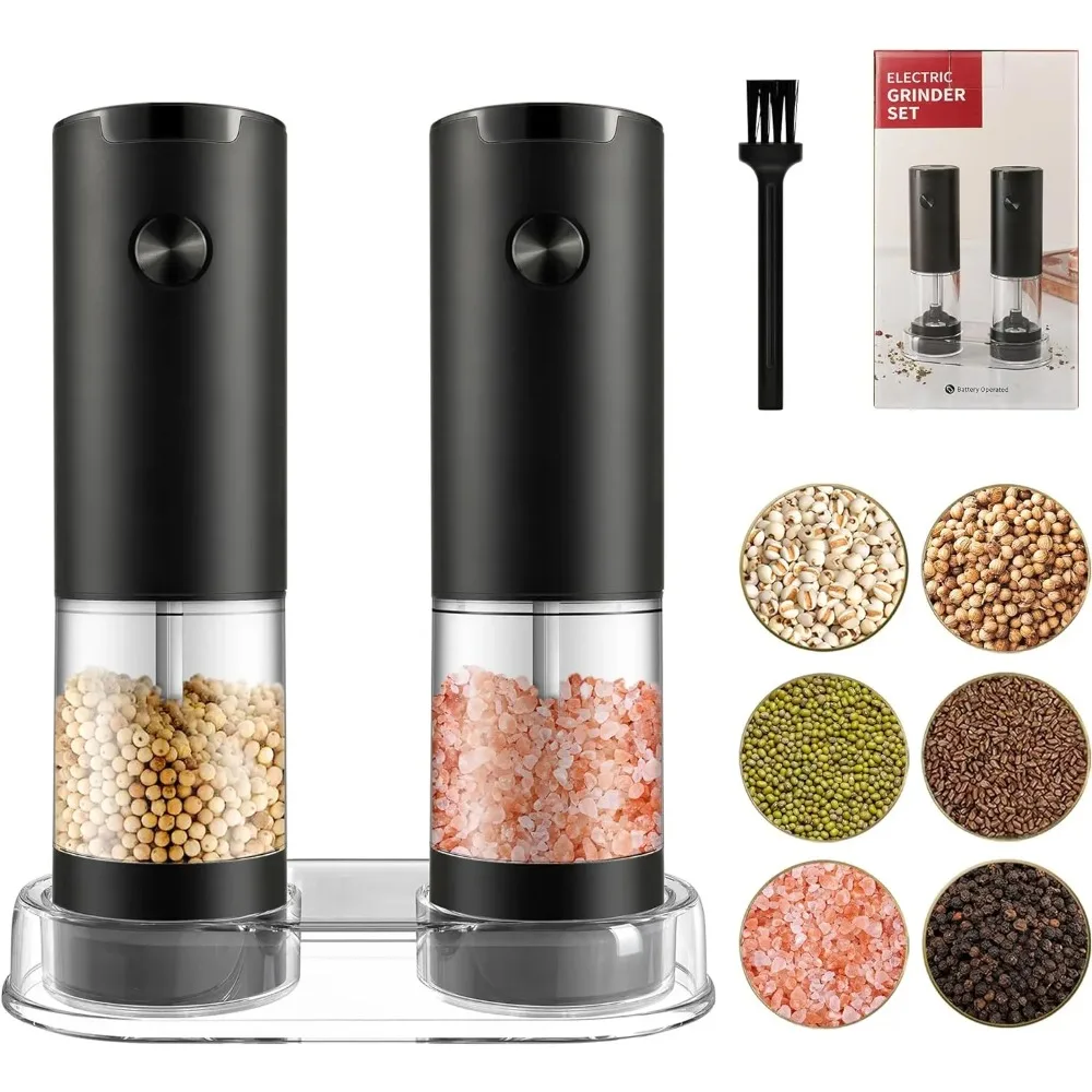 Electric Salt and Pepper Grinder Set Automatic Mill Adjustable Coarseness One-Hand Operation