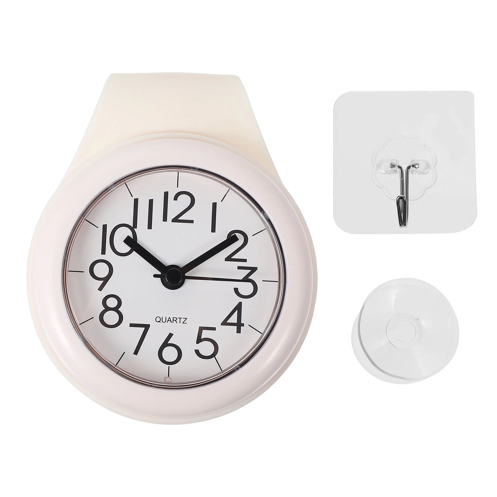 

Bathroom Suction Cup Wall Clock Battery Operated with Waterproof Shower for Hanging Hole Country Decor