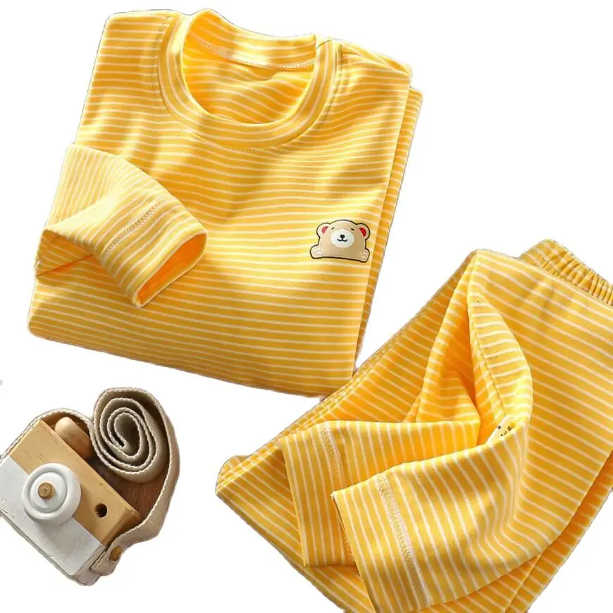 Children's Velvet Warm Thermal Suit Autumn Winter Underwear Pajamas Set Boys Girls Derung Tops + Pants 2pcs Outfit Kids Suit children underwear suits