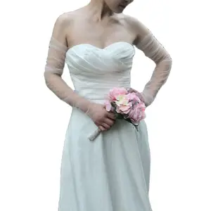 TOPQUEEN съемные рукава Невесты Девичник вечерние аксессуары Свадебные перчатки до локтя женские перчатки VM20A
