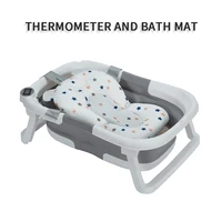 Foldable Baby Bathtub with Cushion and Thermometer