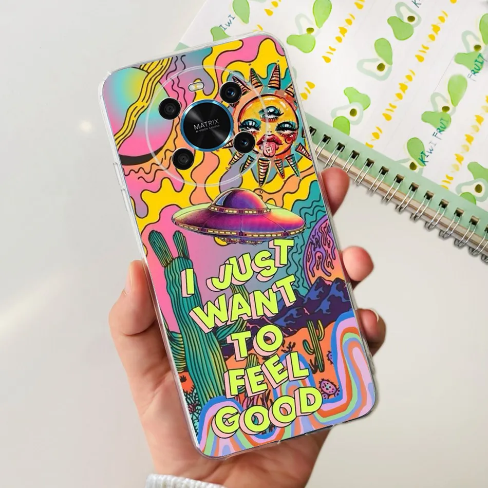 Elegant Printing Soft Silicone Clear TPU Protective Phone Case