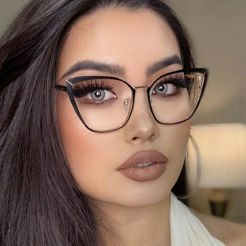 Big Riangular Cat Eyes Frame Clear Lens Glasses Simple Myopia Nerd Spectacles Degree -0.5 -1.0 -2.0 -3.0 -4.0 to -6.0 2
