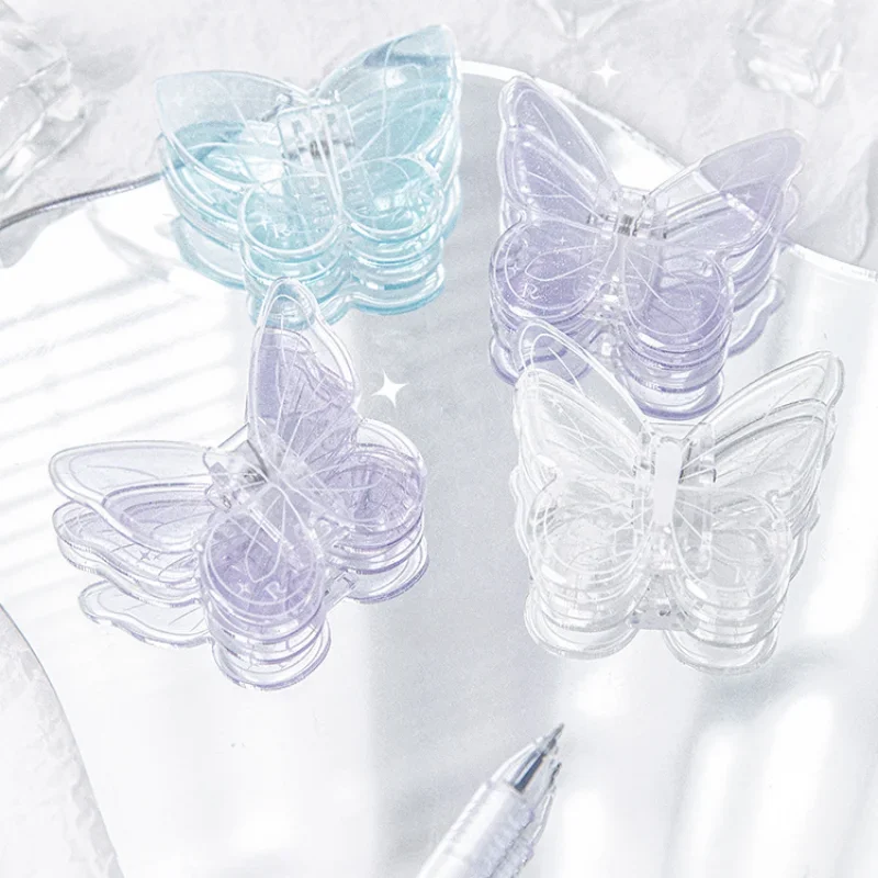 

Transparent Acrylic Paperclips Binder Clip Cute Butterfly Stationary Clip Note Ticket Holder Clamp Organizer School Supplies