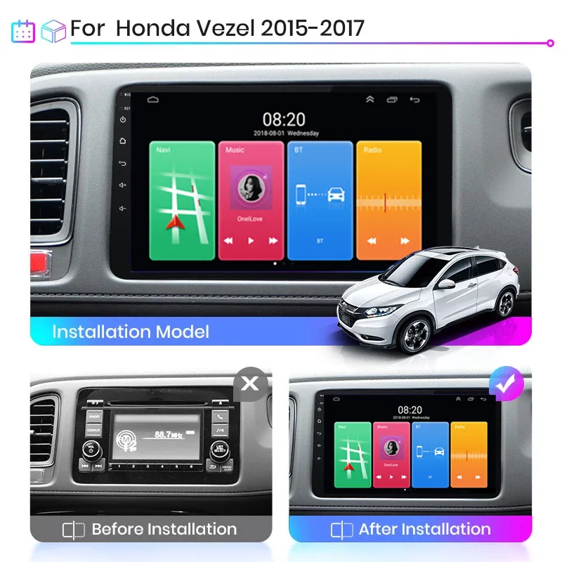 ȥ HRV  2015 2016 2017 ڵ ׷ Ƽ̵  ÷̾, ī÷, ڵ GPS ׺̼, 2din, DVD , ȵ̵ 13 