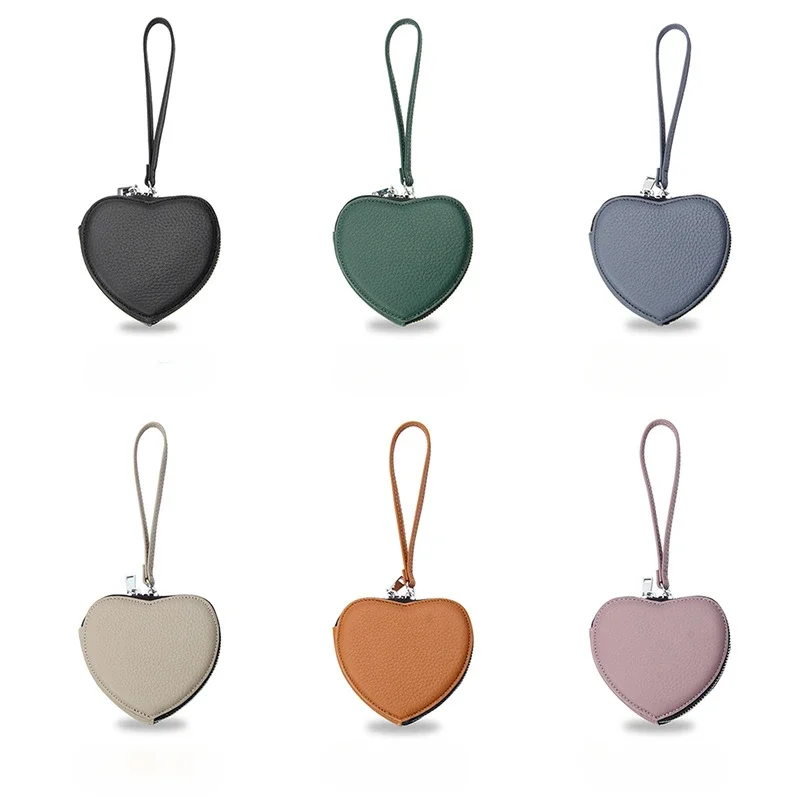 Genuine Leather Heart Bag Coin Purses for Women Cute Children's Handbag Change Wallet Designer Original Kawaii Wallets for Girls coin purse women wallet card wallet coin wallet change bag