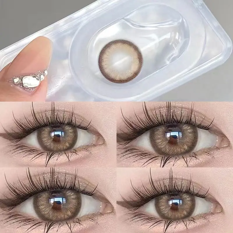 KSSEYE 2PCS Color Contact Lenses for Eyes With Myopia Natural Green Lens Brown Pupils Beauty Cosmetic Fast Shipping Colored Lens