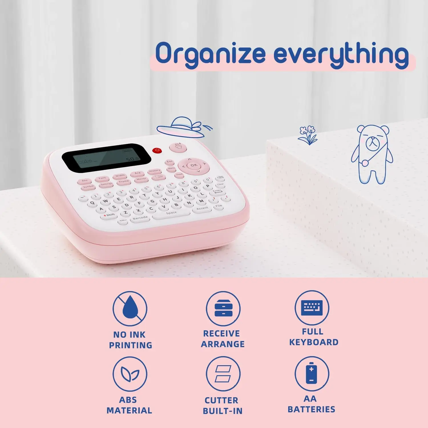 D210S Label Maker Machine Portable Labeler Label Printer for Labeling with  4 Laminated Label Tapes JM231 QWERTY Keyboard