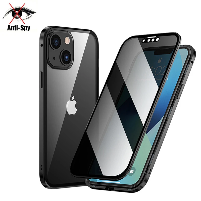 Anti Peeping Privacy Metal Glass Case for iPhone 11 12 13 Pro