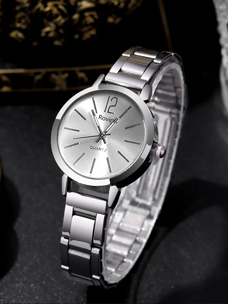 Fashion Versatile Couple Watch Casual Pair Watch Steel Band Quartz Couple Necklace 4pcs quartz watch