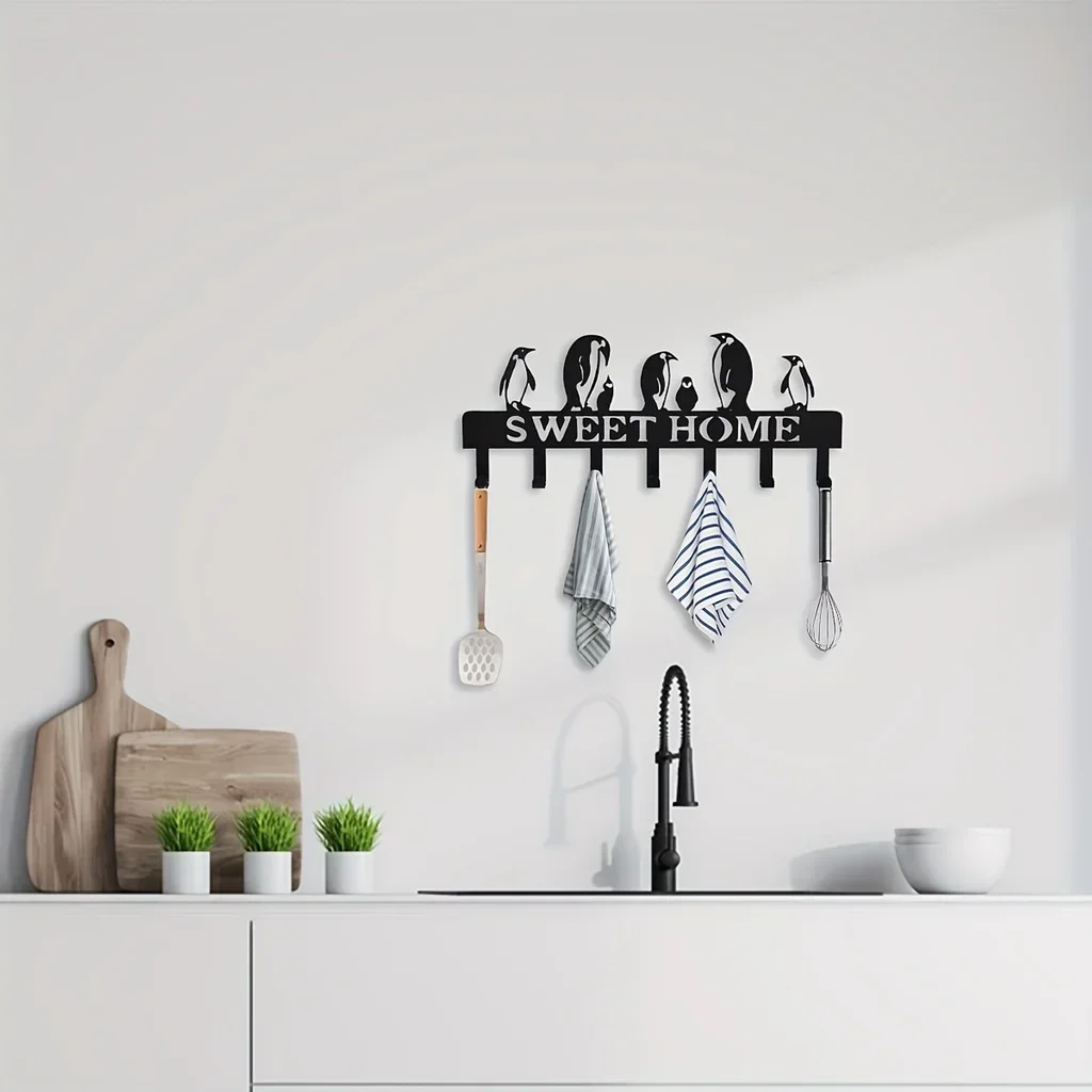 

Metal Multi-Purpose Penguin Hook - Organizing Keys, Clothes Towels Use Multi-functional Decorative Metal Hangers Coat Rack