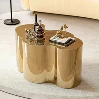 Modern Gold Stainless Coffee Table,Stainless Steel Small Cloud Fashion Design Accent Table End Table for Living Room Bedroom 1