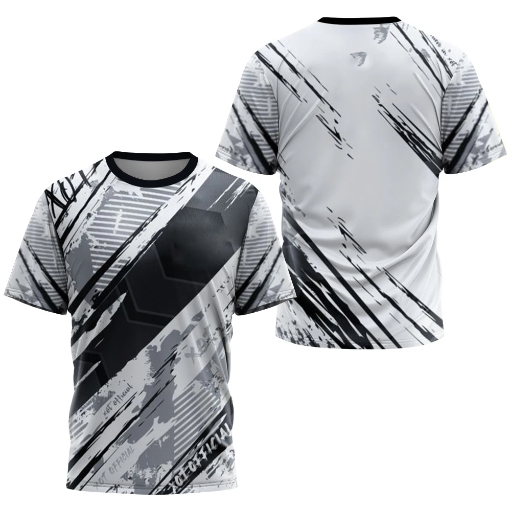 Sport T Shirt Fashion Gradient Stripe Print T Shirt Men Badminton Table Tennis Training Clothing Summer Tops Casual O-neck Sports T-Shirts