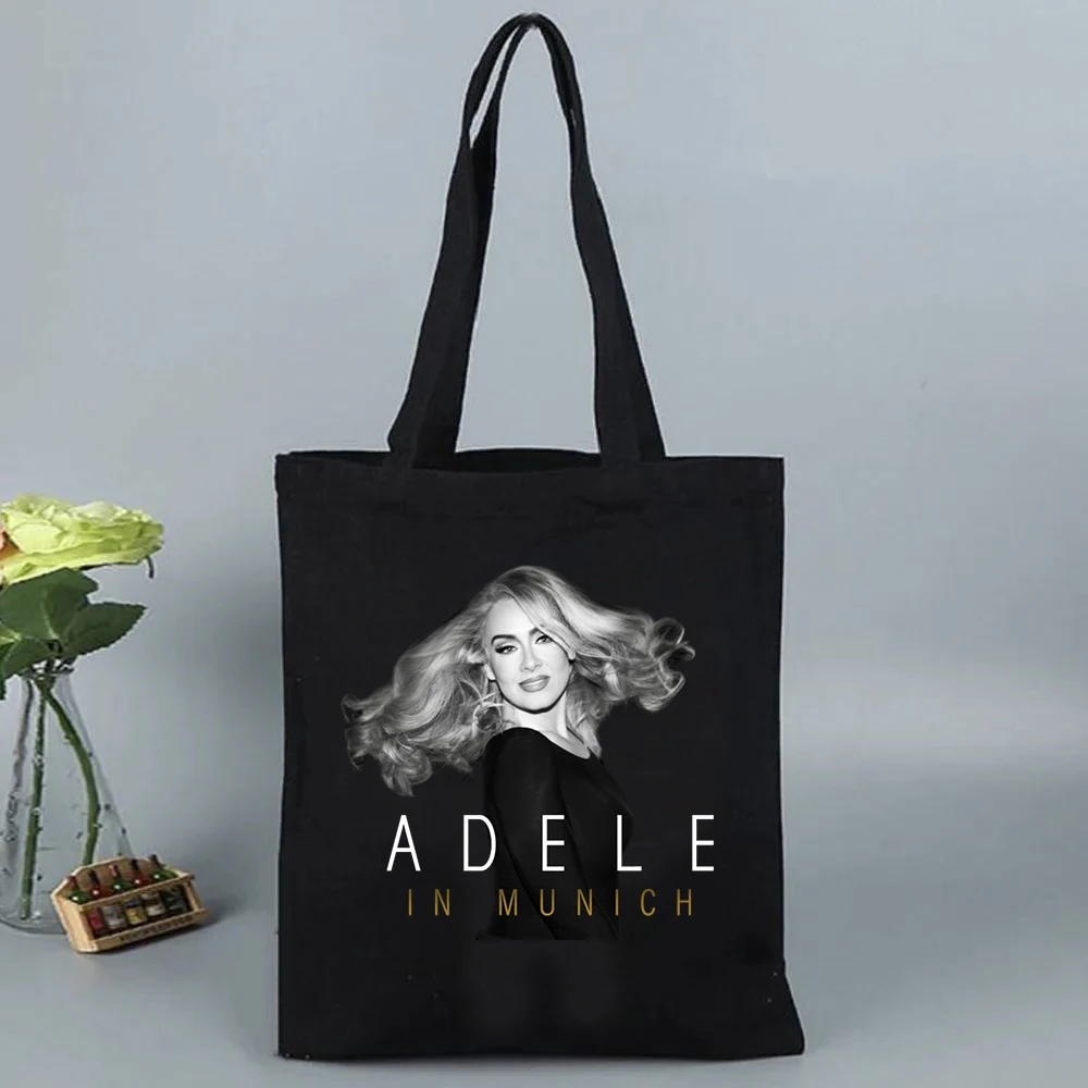 Adele Munich Tour Print Casual Portable Shoulder Bag Lightweight Shopping Bag Big Reusable Canvas