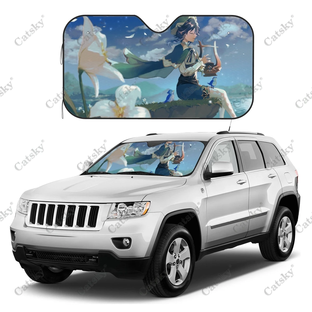 

Genshin Impact Anime Car Accessories Windshield Sunshade Foldable Sunvisor Protector Sunshade for Car Summer Gift for Car Lover