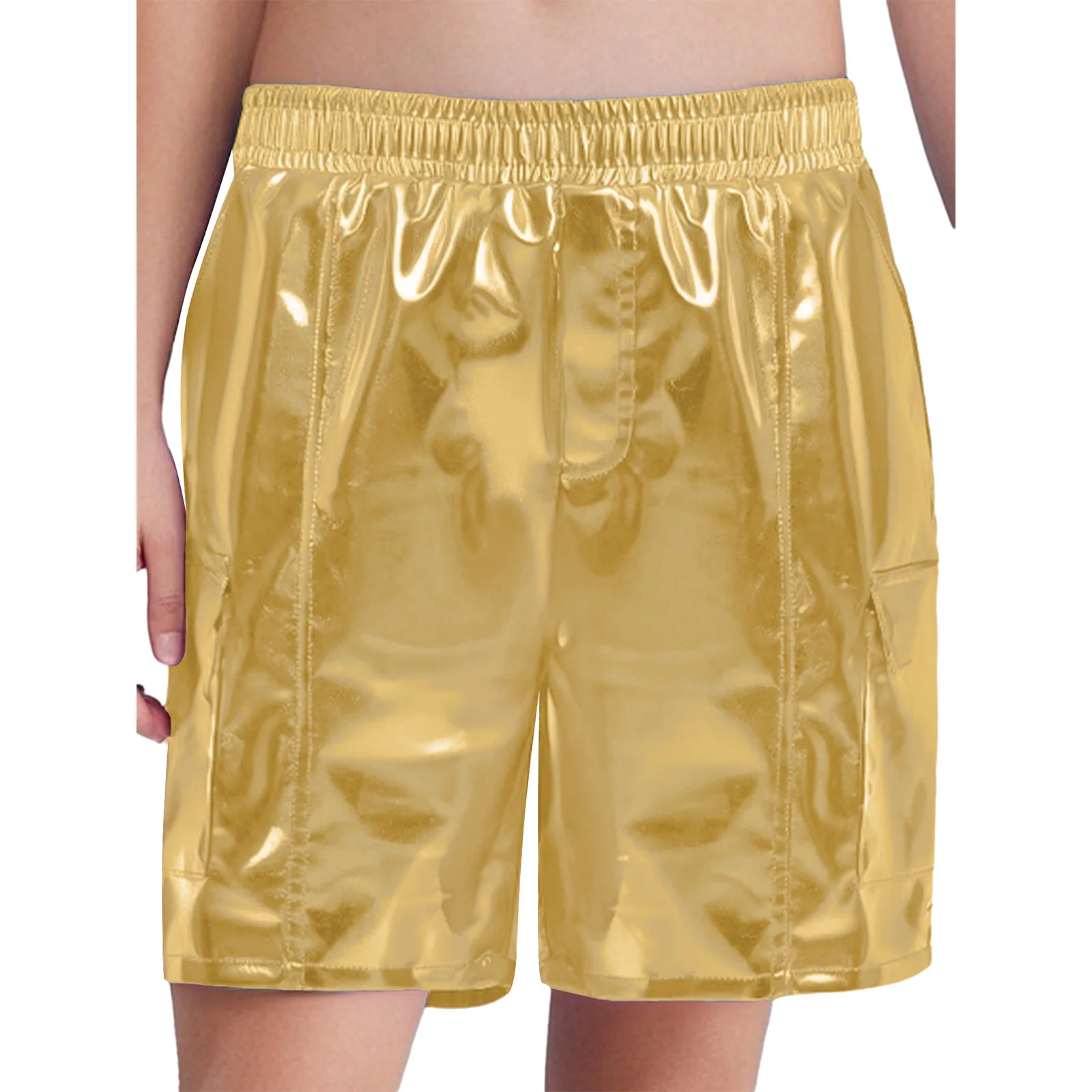 Kids Girls Metallic Hip-Hop Jazz Dance Shorts Elastic Waistband