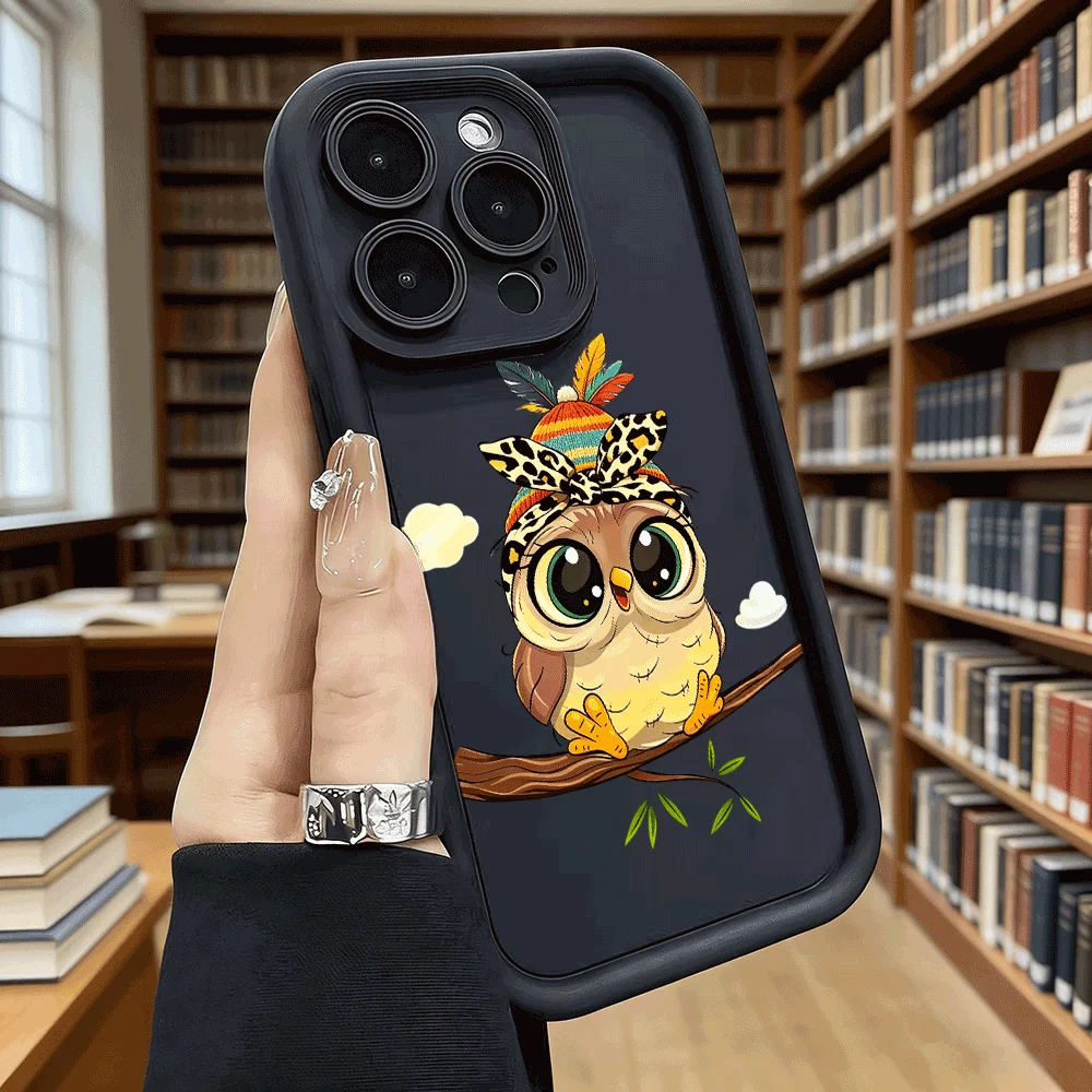 Charming Owl Knit Hat Design Luxury Anti-Slip TPU Phone Case - Full Protective Cover