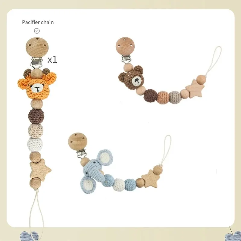 Pacifier clip Baby Crochet Children Pacifier Chain Teething Glue Diy Cartoon Animal Chain Proof Stroller Pendant