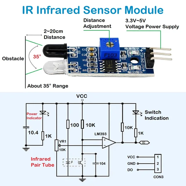 20 Sensori IR Per Evitamento Ostacoli - Modulo Infrared Per Arduino, Rilevamento 2-30cm, Alimentazione 3-5V - Foto 8