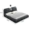 Luxury Multifunction King Size Bed Frame, Modern Smart Platform Bed with 720P Projector/Music Speaker/USB Port/Storage Drawers 2