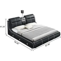 Luxury Multifunction King Size Bed Frame, Modern Smart Platform Bed with 720P Projector/Music Speaker/USB Port/Storage Drawers 2