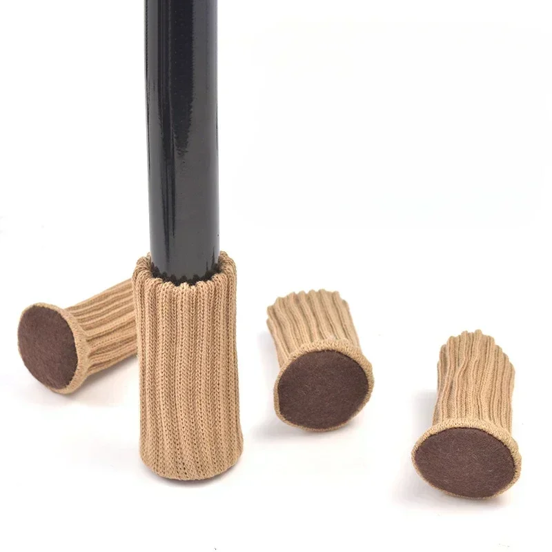 4pcs/set Knitting Chair Leg Covers Silicone Floor Protection Covers Thicken Wearproof Antislip Stools Furniture Protective Cover