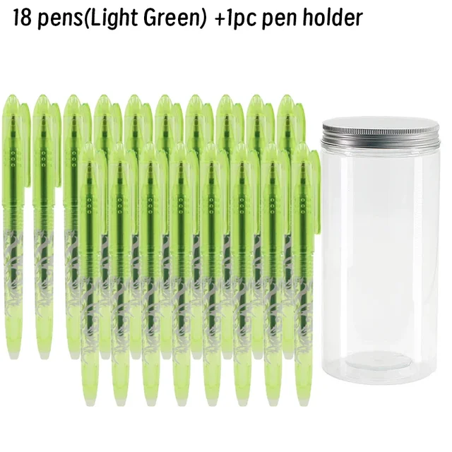 Penna cancellabile da 18 pezzi da 0,5 mm con set di vasetti Penna gel cancellabile con portapenne Manico lavabile per cancelleria per la scuola e l'ufficio 3