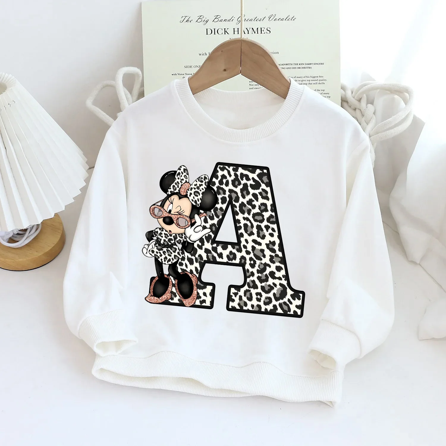 Children Hoodie Disney Minnie Letter A B C D Casual Clothes O-neck Pullover Little Baby Kawaii Cartoons Boy Girl Sweatshirts children sweater,hooded sweatshirt,children hoodie,toddler sweatshirt,cotton hoodie,children sweatshirt,children top,pullover hoodie