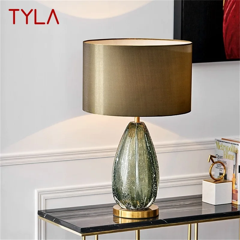 

TYLA Modern Decorative Table Lamp Green Bedside LED Desk Light for Home Bedroom Living Room Office Study Hotel