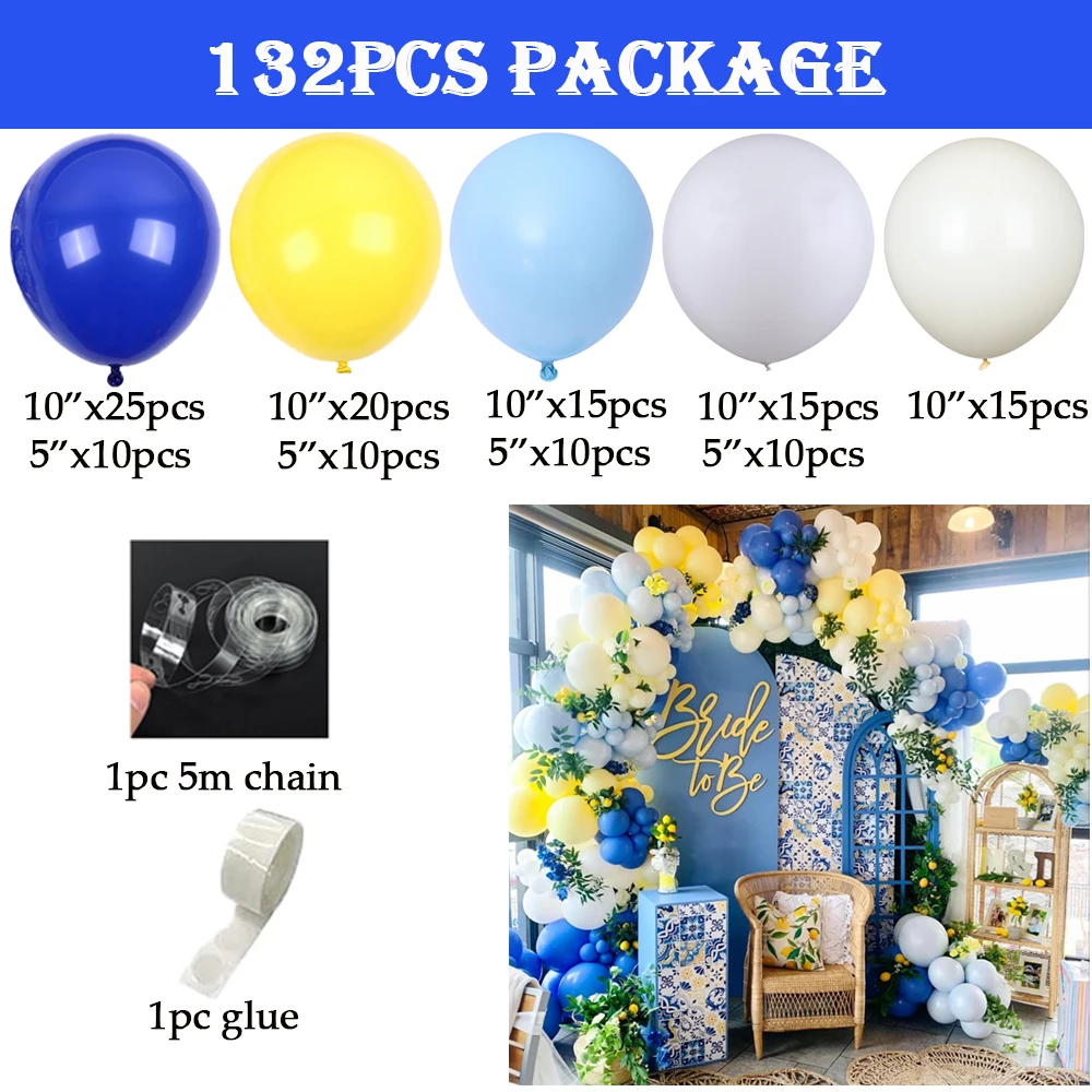 Guirlande En Arc De Ballons Bleu Or, Kit De Décoration Pour Fête D