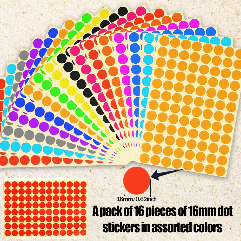 Colorful Self-Adhesive Round Stickers - 10 Vibrant Shades