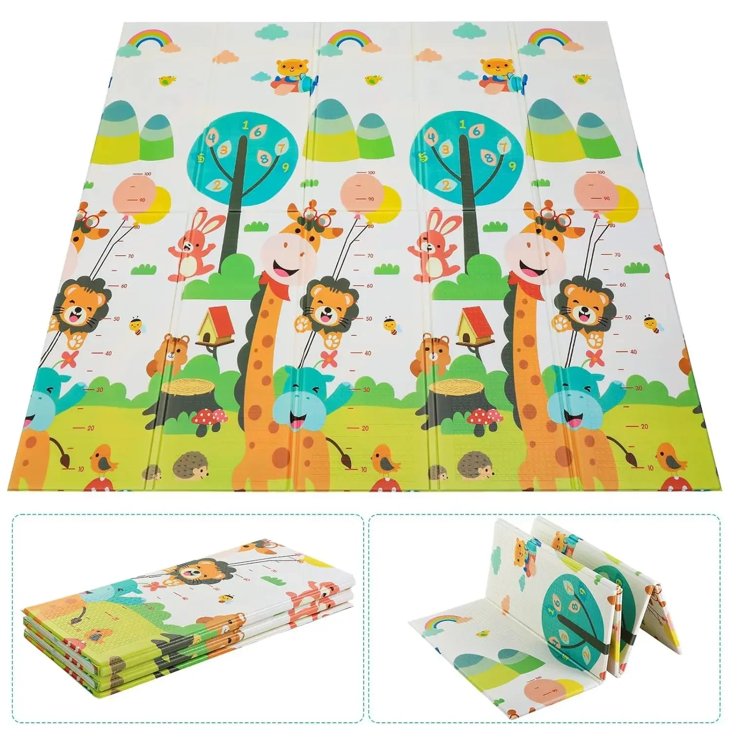 Tappeto Gioco Per Bambini 180x100cm – Schiuma Spessa Pieghevole, Reversibile, Impermeabile, Per Interni Ed Esterni