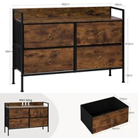 Комод WOLTU, 4 тканевых ящика, шкаф для хранения, сервант для спальни, гостиной, винтажный коричневый комод — изображение 6