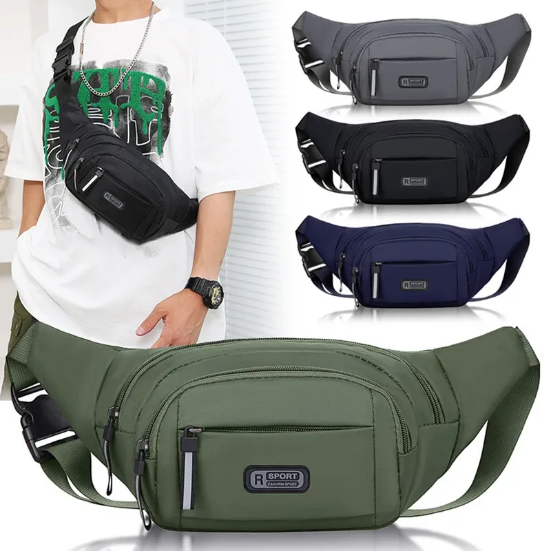 Men Canvas Fanny Waist Packs Unisex Fit Waistpack Mobile Sports Outdoor Running Anti Theft Ultra Thin Invisible Waist Bag