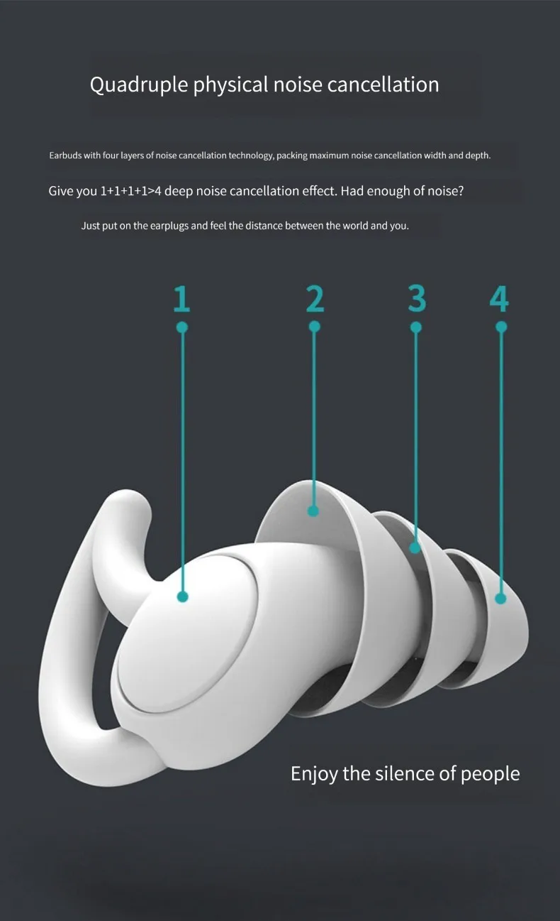 2ks 3 vrstev spací špunty do uší řádný redukce kolíček ucho sluch ochrana silikon protihlukový woblery pro cestování spánek