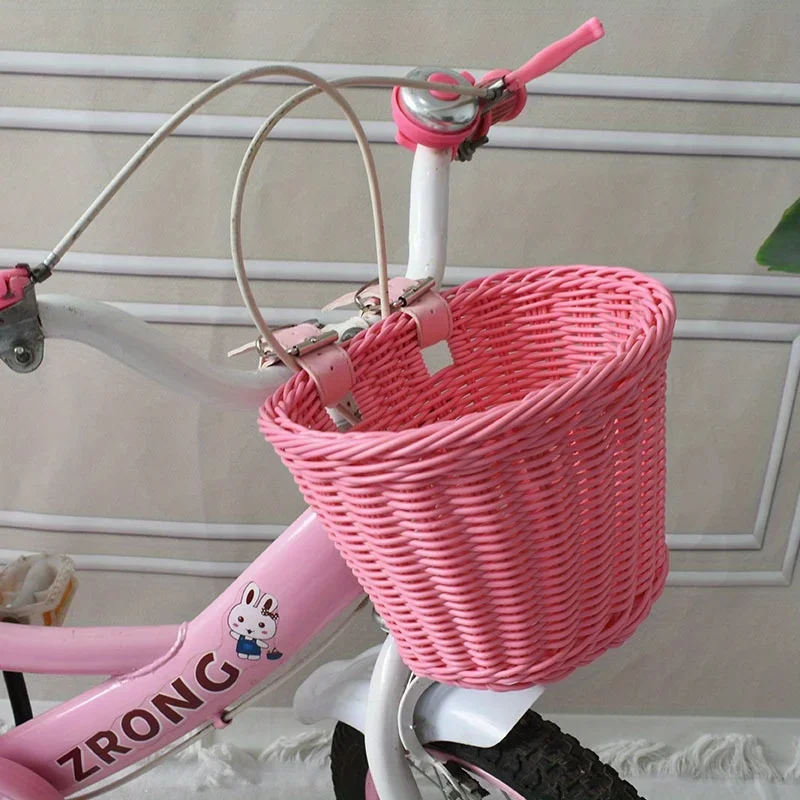 Imitation Rattan Plastic Bicycle Basket, Bicycle Miscellaneous Storage Basket, Bicycle Front Basket  Bicycle Accessories