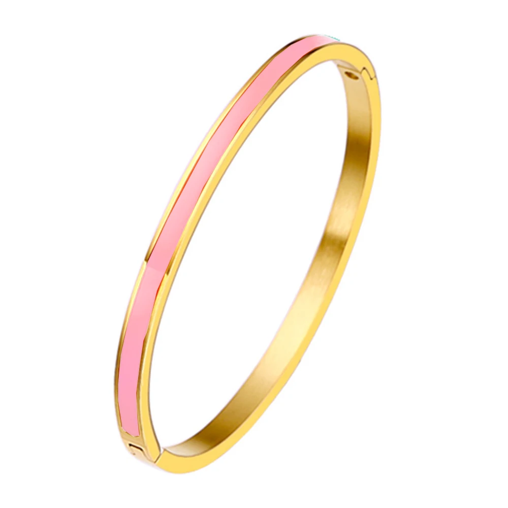 Zalman 3mm 5mm Width Colorful Enamel Thin Bangles Stainless