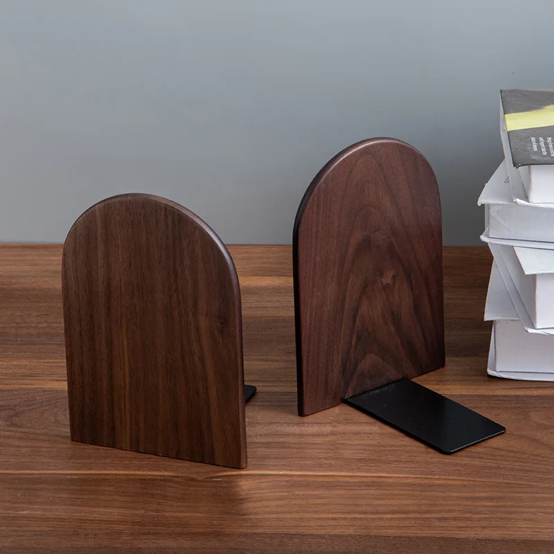 Nature Wooden Bookends Simple Desktop Bookshelf Organizer Office Magazine Folder Book Stand Files Storage Holder Stationery