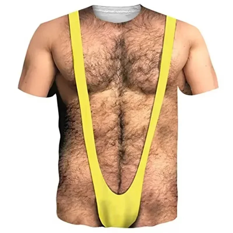 Muskel 3D-Druck Sport Schnelltrocknend Atmungsaktives Herren T-Shirt Outdoor Street Casual Mode Locker Spaß Cosplay Kurzarm Kleidung Top – Detail 10