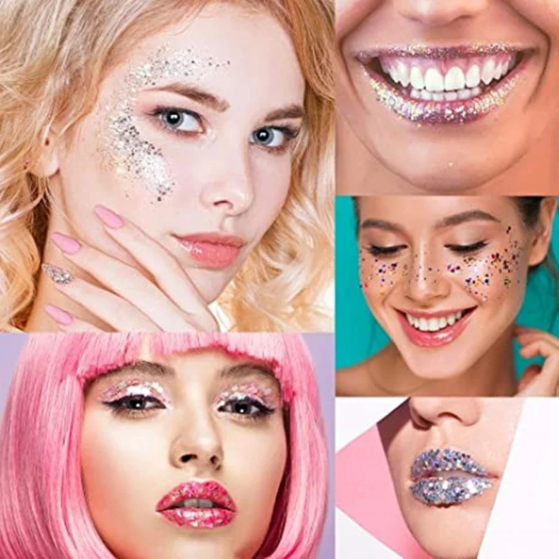 24 Colors Iridescent Nail Art Glitter Sequins Set Net-5g Holographic Colorful Sparkly Hexagon Flakes's Bottled Nail Sequins nail glitter nail decoration nail decorations nail flakes